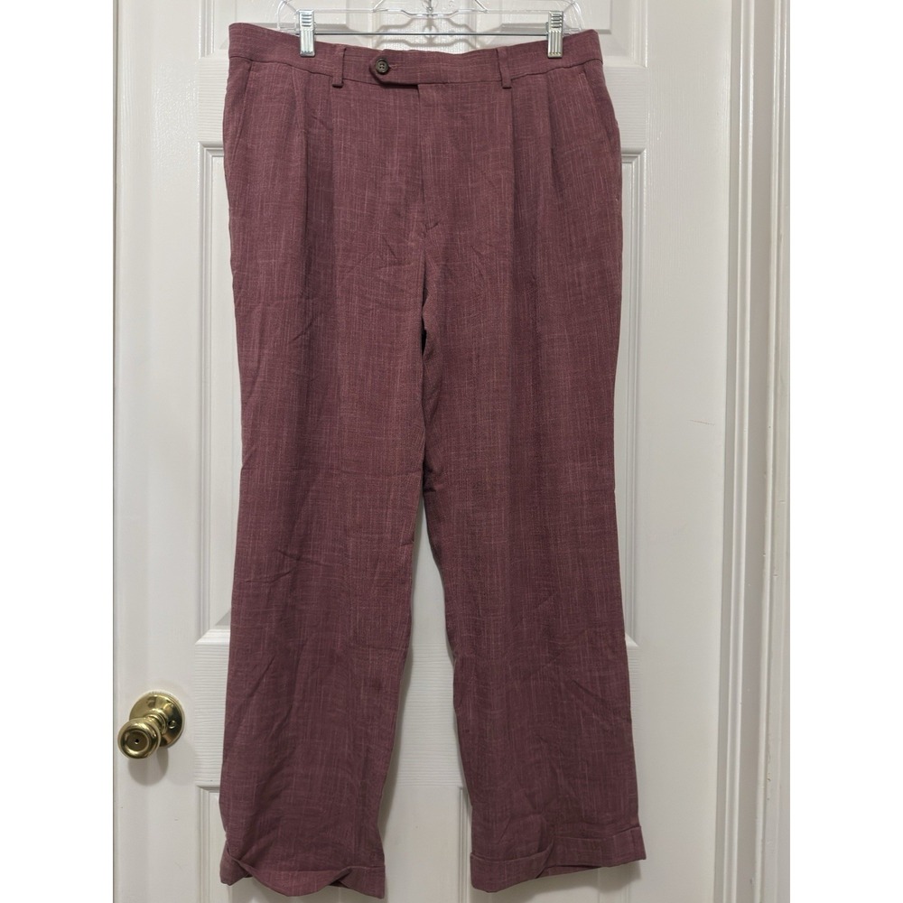 Ralph Ralph Lauren Men's Dress Pants 34x29 Mauve/Dusty Rose Pleated Cuffed